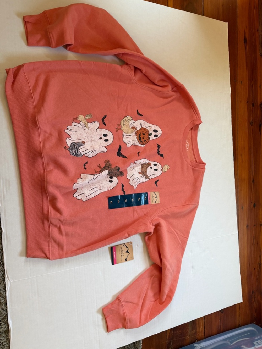 Women's Coral Halloween Ghost Graphic Sweatshirt by Blue Mountain